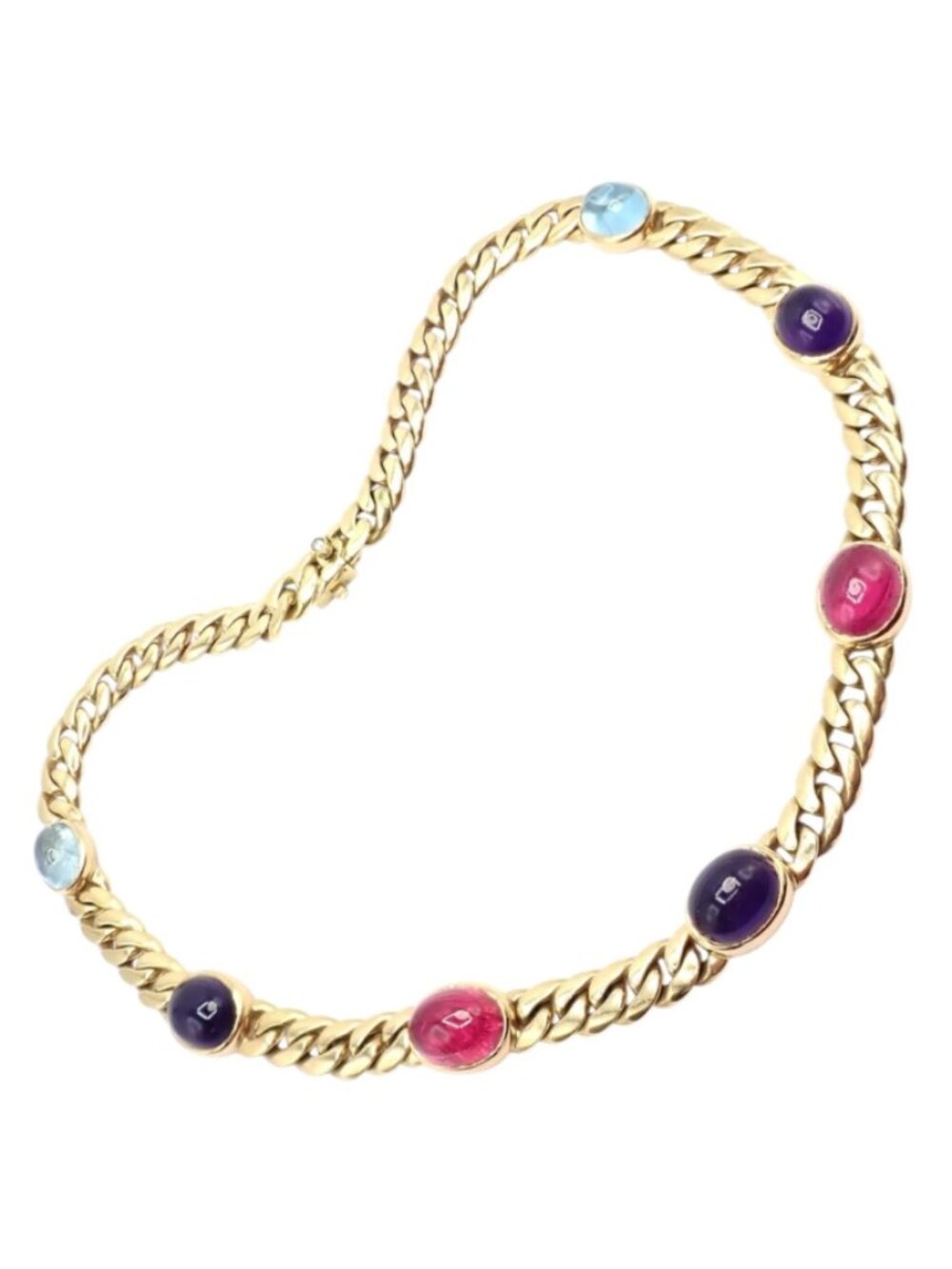 Rare! Vintage Bvlgari Bulgari 18k Yellow Gold Color Stone Link Necklace
